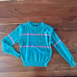 Edelweiss Turqouise and Pink Knit Sweater